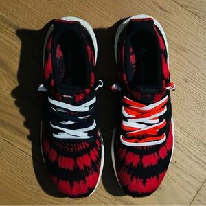 Adidas Kids Red and Black Tie-Dye Sneakers